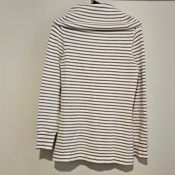 Women’s White with Gray Stripes French Connection Turtleneck Tunic, Medium - Picture 3 of 6